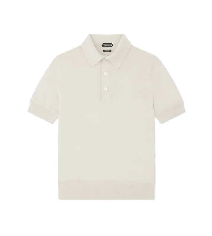 FINE GAUGE CASHMERE SILK POLO IVORY online